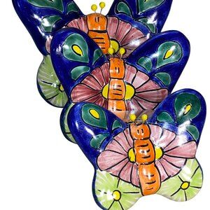 Talavera Ceramic Butterflies Set of 3 Ceramic Butterfly Wall Decor Vibrant Color